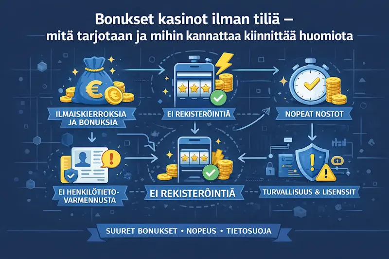 Bonukset kasinot ilman tiliä – mitä tarjotaan ja mihin kannattaa kiinnittää huomiota