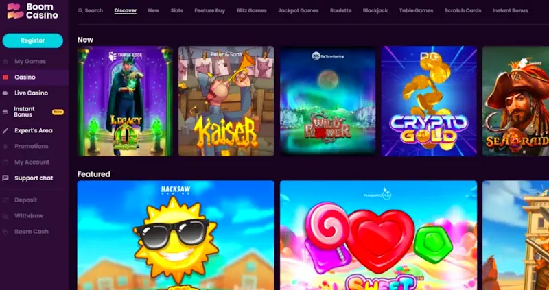 Boom Casino – kasino ilman rekisteröintiä nopeilla kotiutuksilla