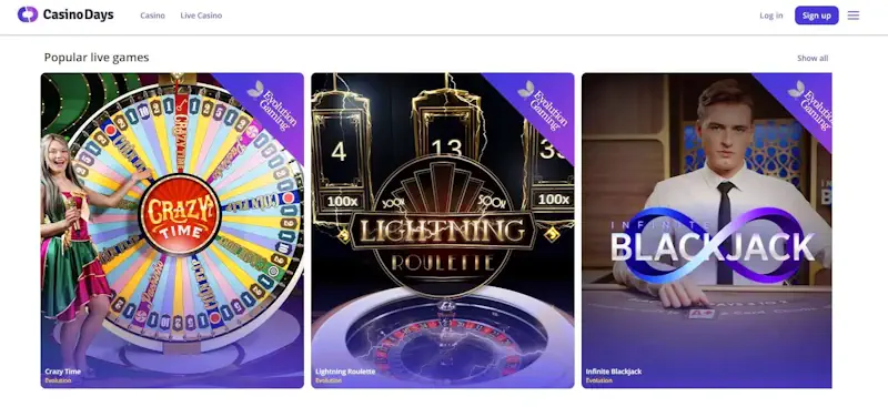 CasinoDays – suomikasino ilman rekisteröitymistä laajalla pelivalikoimalla