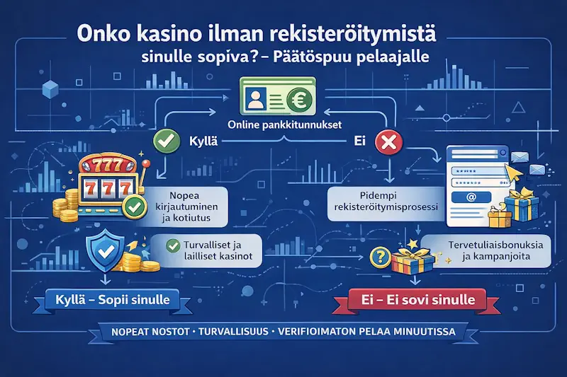 Onko kasino ilman rekisteröitymistä sinulle sopiva? – päätöspuu pelaajalle