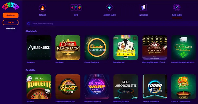 Wheelz Casino – nettikasino ilman rekisteröitymistä pikakirjautumisella